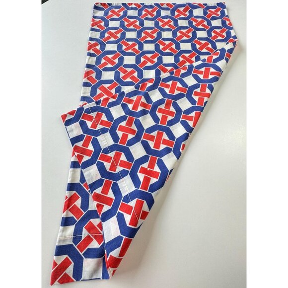 Vintage 70s pillowcase, blue red geometric groovy pattern, Sears single casing - Picture 5 of 9